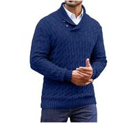 Maglione da uomo con collo alto a lupetto per uomo a maniche lunghe slim tuniche lavorato all'uncinetto tinta unita autunno inverno 2025, Z-067 Blu Royal Scuro, L