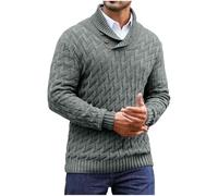 Maglione da uomo con collo alto a lupetto per uomo a maniche lunghe slim tuniche lavorato all'uncinetto tinta unita autunno inverno 2025, Z-067 Grigio, L