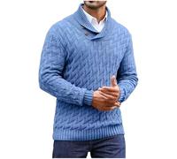 Maglione da uomo con collo alto a lupetto per uomo a maniche lunghe slim tuniche lavorato all'uncinetto tinta unita autunno inverno 2025, Z-067 Azzurro Cielo, L
