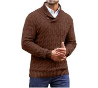 Maglione da uomo con collo alto a lupetto per uomo a maniche lunghe slim tuniche lavorato all'uncinetto tinta unita autunno inverno 2025, Z-067 Marrone, L