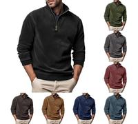 Maglione da uomo con mezza zip da uomo con mezza zip, casual, a maniche lunghe, leggero, tinta unita, con cerniera a un quarto, per il tempo libero, pullover invernale, caldo pullover per tutti i