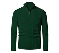 Maglione da uomo con risvolto solido lavorato a maglia calda a maniche lunghe di base pullover panno comodo per il tempo libero maglione, R-688 Verde militare, XXL
