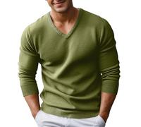 Maglione da uomo con scollo a V - Maglione da lavoro a maniche lunghe casual tinta unita felpa chic ed elegante vestibilità slim morbida confortevole leggera pullover autunno inverno esterno versatile