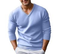 Maglione da uomo con scollo a V - Maglione da lavoro a maniche lunghe casual tinta unita felpa chic ed elegante vestibilità slim morbida confortevole leggera pullover autunno inverno esterno versatile