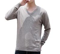 Maglione da uomo con scollo a V, slim fit, tinta unita, per autunno e inverno, classico, lavorato a maglia, in tessuto delicato sulla pelle, elasticizzato, comodo sotto maglietta, g, 3XL