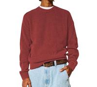 Maglione da uomo con scollo rotondo, a nido d'ape, a maniche lunghe, classico, con motivo a nido d'ape, vestibilità normale, maglione invernale da uomo senza cappuccio, Colore: rosso, M