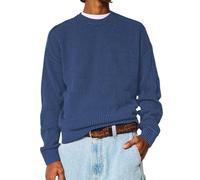 Maglione da uomo con scollo rotondo, a nido d'ape, a maniche lunghe, classico, con motivo a nido d'ape, vestibilità normale, maglione invernale da uomo senza cappuccio, Blu scuro, 4XL