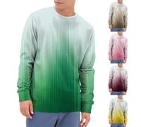 Maglione da uomo con scollo rotondo, leggero, invernale, streetwear, per il tempo libero, felpa con cappuccio, comoda e morbida, a maniche lunghe, da indossare tutti i giorni, pullover a righe sfumate