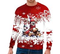 Maglione da uomo con scollo rotondo per il tempo libero, perfetto per gli strati o come stile autonomo, ideale, Colore: rosso, L