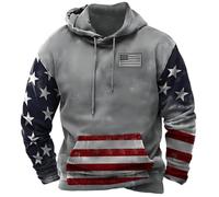 Maglione da uomo con stampa moderna, con bandiera americana, con stampa 3D, casual, con cappuccio, con coulisse, giacca termica con tasche, streetwear, a, XXXXL