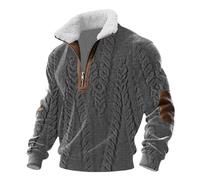 Maglione da uomo con zip a quarto e mezza zip, lavorato a maglia con colletto alla coreana, alla moda, atletico, alla moda, casual, per il tempo libero, Grigio, XXL