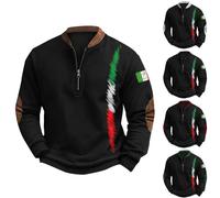 Maglione da uomo con zip a un quarto con cappuccio italiano da uomo con colletto alla coreana maglione con cerniera a 1/4 maglioni a maniche lunghe con mezza cerniera maglione con bandiera stampata