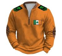 Maglione da Uomo con Zip Frontale Senza Cappuccio e Motivo a Quadrifoglio, Perfetto per Un Abbigliamento Casual e Comodo Durante Tutto L'Anno