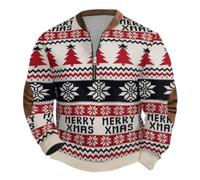 Maglione da uomo, felpa natalizia, maglione da lavoro, maglione da uomo, senza mezza cerniera per celebrazioni. Elegante e comodo, perfetto per il, bianco, XL