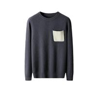 Maglione da uomo in 100% cashmere lavorato a maglia O-Collo Tasca Pullover Maglione Inverno Spessore Termico Business Casual Top, Grigio scuro9, XL