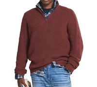 Maglione da uomo in cashmere casual con cerniera, maglione da uomo con cerniera a 1/4 con collo a lupetto, Rosso, L