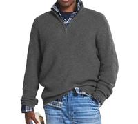 Maglione da uomo in cashmere casual con cerniera, maglione da uomo con cerniera a 1/4 con collo a lupetto, grigio, 2XL