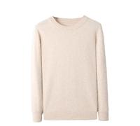 Maglione da uomo in cashmere con scollo rotondo lavorato a maglia di grandi dimensioni maglione a maniche lunghe, Beige, L