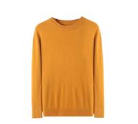 Maglione da uomo in cashmere con scollo rotondo lavorato a maglia di grandi dimensioni maglione a maniche lunghe, Giallo, M