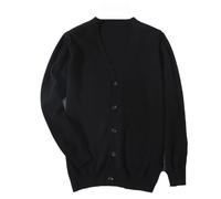 Maglione da uomo in cashmere lavorato a maglia cardigan primavera autunno tinta unita scollo a V casual maglioni selvaggi giacca top, Nero , XL