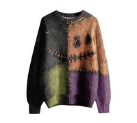 Maglione da uomo in difficoltà maglione di Halloween divertente zucca felpa vacanza top uomo moda pullover, Viola, 4XL