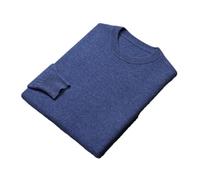 Maglione da uomo in lana e cashmere tinta unita O-collo invernale casual di grandi dimensioni pullover lavorato a maglia, Blu, 3XL