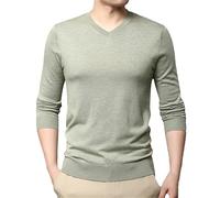 Maglione da Uomo in Lana E Seta T-Shirt in Maglia A Maniche Lunghe Primavera Autunno Maglione Pullover in Lana Sottile Casual da Uomo EN8 L