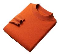 Maglione da uomo in lana girocollo a collo alto in cashmere per mezza età e giovane, Arancione, L