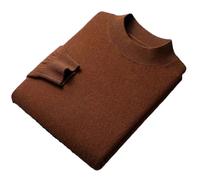 Maglione da uomo in lana girocollo a collo alto in cashmere per mezza età e giovane, Fiore Lighttan, L