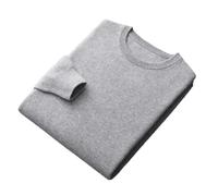 Maglione da uomo in lana merino O collo top un pezzo pronto da indossare inverno tinta unita maglione, Grigio Chiaro9, L