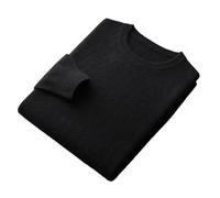 Maglione da uomo in lana merino O collo top un pezzo pronto da indossare inverno tinta unita maglione, Nero , 3XL