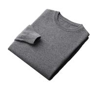 Maglione da uomo in lana merino O collo top un pezzo pronto da indossare inverno tinta unita maglione, Grigio scuro9, M