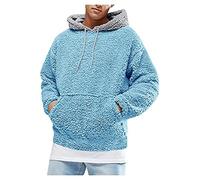 Maglione da uomo in pile con cappuccio Teddy Fuzzy Felpa in peluche leggera Pullover con tasca Caldo Inverno Outwear Inverno Caldo Giacca imbottita Casual Cappotto con cappuccio Pullover Abbigliamento
