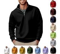 Maglione da uomo ispessito con cerniera a un quarto con cerniera e collo alto pullover da uomo sciolto con cerniera a 1/4 felpa senza cappuccio maglione lavorato a maglia maglione a maniche lunghe