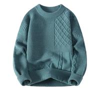 Maglione da uomo lavorato a maglia casual tinta unita girocollo manica lunga Chunky Twist maglione, EN8, L