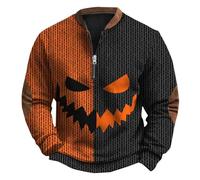 Maglione da uomo lavorato a maglia con toppa sul gomito Jack-O'-Lantern zucca testa felpe senza cappuccio maglioni mezza zip maglioni a tema festival pullover manica lunga casual maglieria colletto