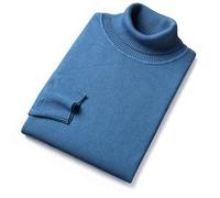 Maglione da uomo, maglione a collo alto da uomo, a maniche lunghe, morbido al tatto, adatto per stare al caldo in inverno e autunno, Blu, L