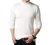 Maglione da Uomo - Maglione A Maniche Lunghe Autunno Uomo Smart Casual Tinta Unita O-Collo Lavorato A Maglia Maglioni Slim Oversize Business Pullover Abbigliamento da Uomo, Bianco, M