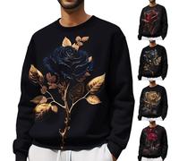 Maglione da uomo moderno stampato maglione da uomo romantico rosa stampato maglione a maniche lunghe con motivo 3D caldo morbido pullover classico autunno felpa per abbigliamento da lavoro a girocollo
