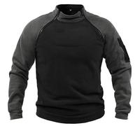 Maglione da uomo senza cappuccio, in pile, sottile, leggero, 4 pezzi, con cerniera obliqua, felpa con cappuccio e blocco di colore, giacca in pile, maglione invernale sportivo, grigio., L