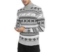 Maglione da Uomo Stile Norvegese Pullover con Collo alto in Cotone Slim Fit
