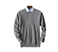 Maglione di Cotone Cashmere Uomo Autunno e Inverno Maglione A Maglia Robe Pullover Uomo Girocollo Maglione, Grigio scuro., M