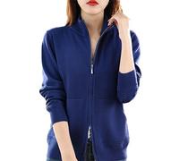 Maglione di Lana da Donna Cardigan con Doppia Cerniera Moda Top Lavorati A Maglia Casual