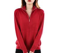 Maglione di Lana da Donna Cardigan con Doppia Cerniera Moda Top Lavorati A Maglia Casual