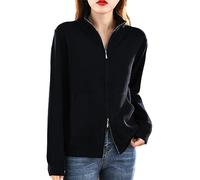 Maglione di Lana da Donna Cardigan con Doppia Cerniera Moda Top Lavorati A Maglia Casual