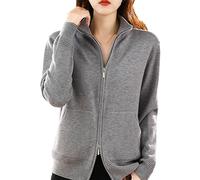 Maglione di Lana da Donna Cardigan con Doppia Cerniera Moda Top Lavorati A Maglia Casual