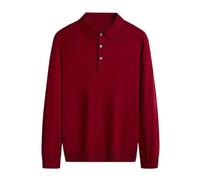 Maglione di lana da uomo classico in maglia polo pullover top primavera autunno, Borgogna, XL