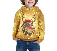 Maglione Di Natale Bambino, Maglione Noel Cattivissimo Felpa con Cappuccio Foderato In Pile con Motivo Renna per Ragazzi per Feste Incontri Quotidiani Uscite Festeggianti
