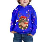 Maglione Di Natale Bambino, Maglione Noel Cattivissimo Felpa con Cappuccio Foderato In Pile con Motivo Renna per Ragazzi per Feste Incontri Quotidiani Uscite Festeggianti