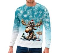 Maglione Di Natale Da Uomo, Felpa Uomo Girocollo, Felpe Con Motivo Di Natale, Felpa Senza Cappuccio A Maglia Inverno Manica Lunga Maglietta Cattivissimo Creativo Moda Funny Top, 01#Light Blu, XXXL